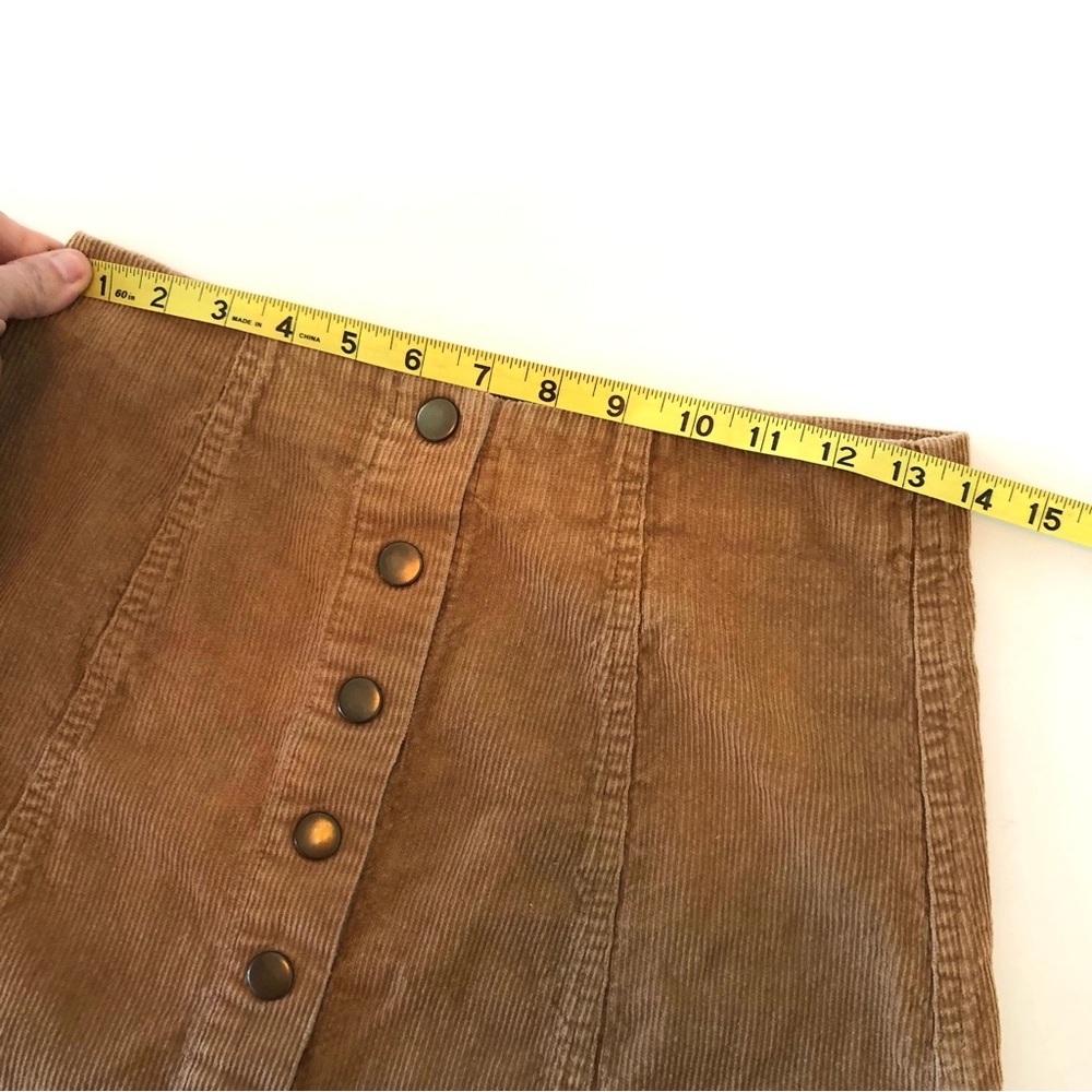 Wishlist Corduroy A-Line Mini Skirt Caramel Brown Snap Button Front Women’s S - Picture 11 of 13